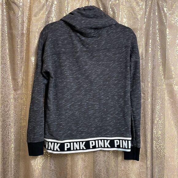 PINK Victorias Secret cowl neck black/gray sweatshirt, size XS - Picture 5 of 5